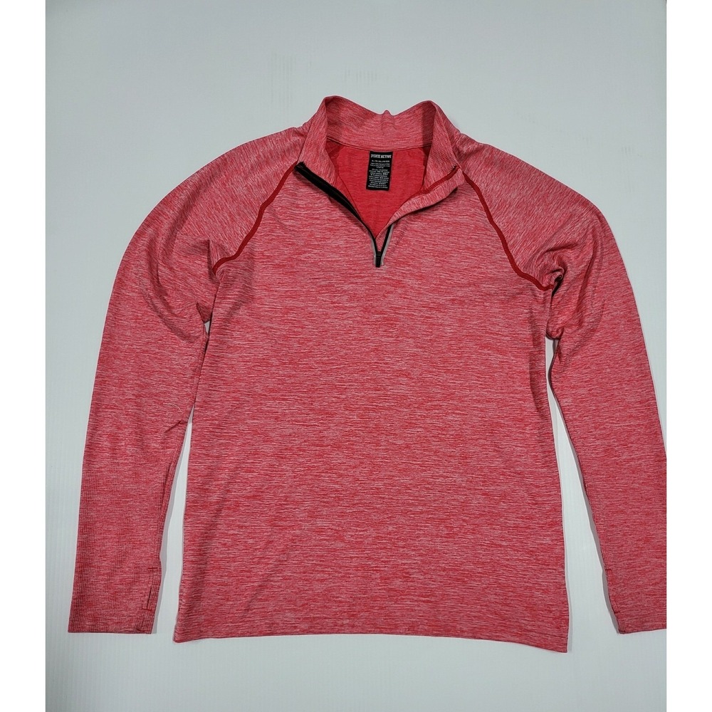 PINK Quarter Zip Pullover Athletic Top Long Sleeve Red Heathered